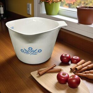 Vintage 1960s Blue Cornflower Corning Ware Sauce Maker Measuring Bowl